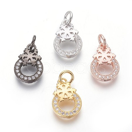 Eco-Friendly Brass Micro Pave Cubic Zirconia Charms ZIRC-J021-09-RS-1