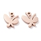 Ion Plating(IP) 304 Stainless Steel Charms, Laser Cut, Butterfly, Rose Gold, 11.5x10.5x1.5mm, Hole: 1.4mm