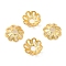 Brass Beads Cap, Long-Lasting Plated, Cadmium Free & Lead Free, Flower, Golden, 6x2mm, Hole: 1.8mm