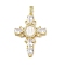 Real 18K Gold Plated Brass Micro Pave Cubic Zirconia Pendants, with Glass and Resin, Cross, Clear, 46x31x5mm, Hole: 3.3x4.7mm