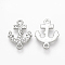 Alloy Rhinestone Links connectors, Anchor, Platinum, 18.5x13.5x2mm, Hole: 1mm