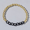 Stylish Brass & Acrylic Word Beaded Stretch Bracelets Trendy for Unique Look, Word NAMASTE, Golden, 6-7/8 inch(17.5cm)