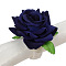 Burlap Napkin Rings, with Polyester Artificial Rose, Napkin Holder Adornment, Wedding Restaurant Daily Accessories, Midnight Blue, 80x60mm