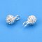 925 Sterling Silver Hollow Flower Round Ball Charms, with Jump Rings, Silver, 9.5x8mm, Hole: 3mm