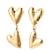 Ion Plating(IP) 304 Stainless Steel Stud Dangle Earrings, Heart, Real 14K Gold Plated, 33x13mm