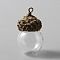 Glass Ball Pendants, with Natural Acorn Shell Cap, Autumn Theme, Clear, 34x20mm, Hole: 2mm