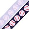 Baseball Pattern Heat Transfer Polyester Ribbons, Flat, Dark Blue, 7/8 inch(22mm), about 49.21 Yards(45m)/Roll