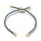 Braided Cotton Cord Slider Bracelet Making, with Rack Plating Brass Findings, Real 18K Gold Plated, Cornflower Blue, 8-5/8x1/8 inch(22x0.3cm), Hole: 2mm