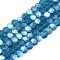 Transparent Glass Beads Strands, Faceted, Frosted, Half AB Color Plated, Rondelle, Steel Blue, 3.5~3.8x3mm, Hole: 0.4mm, about 113~115pcs/strand, 32.5~33cm