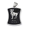 304 Stainless Steel Pendants, with Enamel, Stainless Steel Color, Rectangle with Constellation, Aries, 39x26x3mm, Hole: 7x3mm