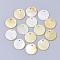 Yellow Shell Pendants, Flat Round, Pale Goldenrod, 12.5x1mm, Hole: 1.2mm