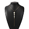 Imitation Pearl Round Beads Long Tassel Y Necklaces, Alloy Jewelry for Women, Golden, 15.75 inch(40cm)