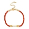 Braided Nylon Cord Bracelet Making, with Golden Tone 304 Stainless Steel Lobster Claw Clasps and Brass Findings, Red, 6-7/8 inch(17.5cm), Pin: 1mm