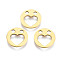 Ion Plating(IP) 201 Stainless Steel Charms, Laser Cut, Flat Round with Heart, Golden, 12x1mm, Hole: 2mm