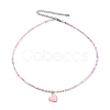 Alloy Enamel Heart Charm Necklace NJEW-PH01493-03-1