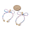Seed Beaded Bowknot Dangle Stud Earrings with ABS Plastic Pearl Beaded EJEW-JE05302-4