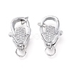Brass Micro Pave Clear Cubic Zirconia Lobster Claw Clasps ZIRC-Q024-19P-2