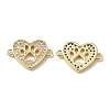 Brass Micro Pave Clear Cubic Zirconia Connector Charms KK-R148-04G-1