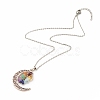 Natural Mixed Gemstone Chips Cluster with Moon Pendant Necklace NJEW-JN03867-2