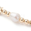 Brass & Natural Pearl Braided Bead Bracelets BJEW-JB09721-02-3