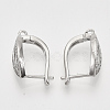 Brass Micro Pave Cubic Zirconia Hoop Earring Findings with Latch Back Closure KK-T048-023P-NF-2
