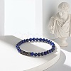 Natural Lapis Lazuli(Dyed) Round Beads Stretch Bracelets Set BJEW-JB06980-03-6