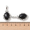 Natural Obsidian Oval Pendants G-NH0025-15P-09-3