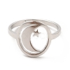 201 Stainless Steel Moon & Star Adjustable Ring for Women RJEW-F131-07P-2