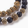 Natural Lava Rock Beads Stretch Bracelets Sets BJEW-JB03902-03-2
