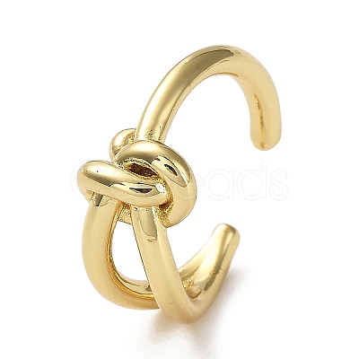 Rack Plating Brass Knot Open Cuff Rings for Women X-RJEW-Q777-02G-1