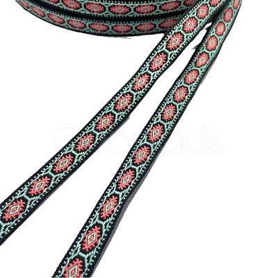 50 Yards Ethnic Style Embroidered Woven Nylon Flower Jacquard Ribbon PW-WG0FDC2-01-1