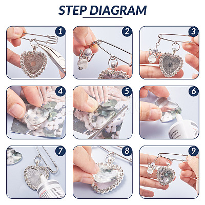 Fashewelry DIY Charm Drop Safety Pin Brooch Making Kit DIY-FW0001-26-1