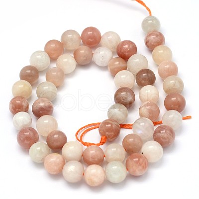 Round Natural Moonstone and Sunstone Beads Strands G-F222-03-8mm-1