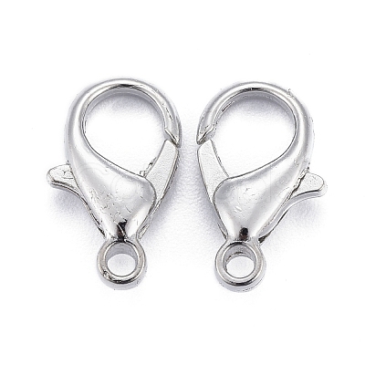 Platinum Plated Zinc Alloy Lobster Claw Clasps X-E105-1