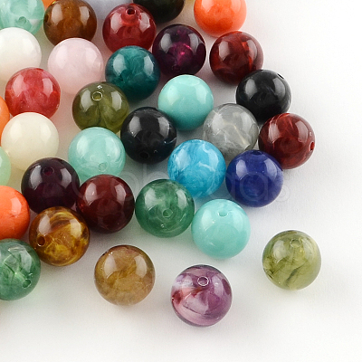 Round Imitation Gemstone Acrylic Beads OACR-R029-18mm-M-1