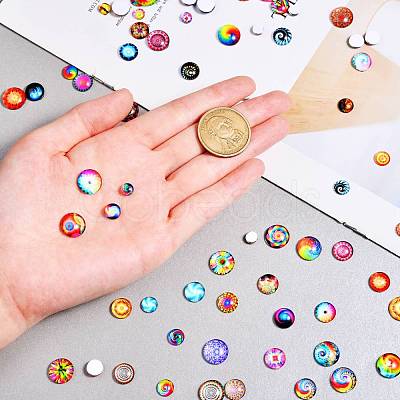 280Pcs 4 Styles Flat Back Glass Cabochons sgGGLA-SZ0001-32-1