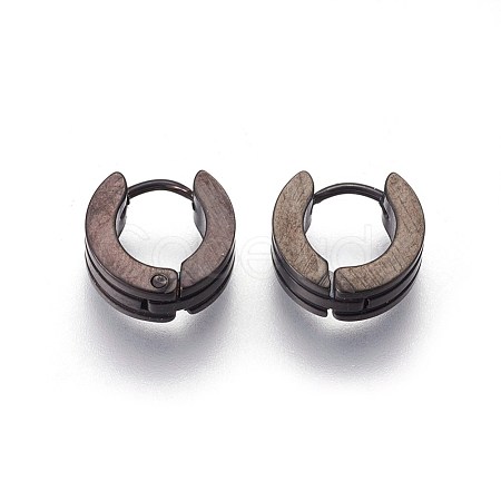 304 Stainless Steel Huggie Hoop Earrings EJEW-O087-10B-1