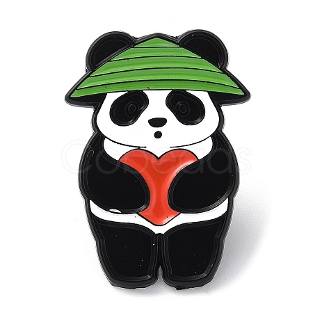 Panda with Heart Enamel Pin JEWB-A019-01D-1