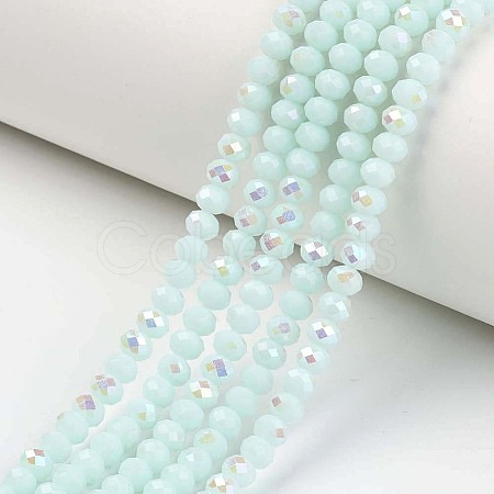 Electroplate Opaque Solid Color Glass Beads Strands EGLA-A034-P8mm-L09-1