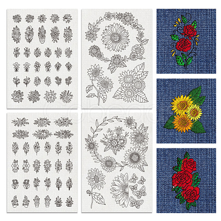 4 Sheets 11.6x8.2 Inch Stick and Stitch Embroidery Patterns DIY-WH0455-046-1