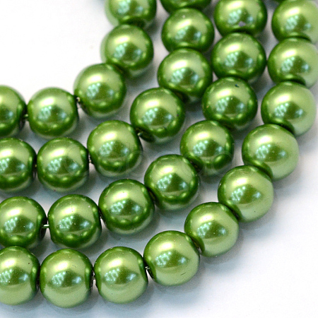 Baking Painted Pearlized Glass Pearl Round Bead Strands X-HY-Q330-8mm-13-1