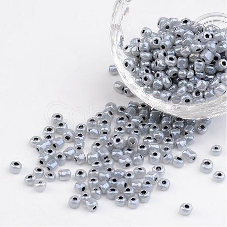 DIY Craft Beads 6/0 Ceylon Round Glass Seed Beads X-SEED-A011-4mm-156-1