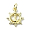 Brass Pendants, Real 18K Gold Plated, Anchor & Helm, 15.5x12.5x1.5mm, Hole: 3mm