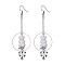 Acrylic Bear & Lampwork Heart Dangle Earrings, 304 Stainless Steel Long Drop Earrings, WhiteSmoke, 90x30.5mm