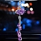 Metal Rhinestone Swan Pendant Decorations, Glass Teardrop Tassel for Car Rearview Mirror Hanging Ornament, Amethyst, 290mm