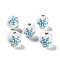 Printed Wood European Beads, Round with Snowflake, Sky Blue, 16x15mm, Hole: 4mm