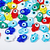  42Pcs 7 Colors Handmade Evil Eye Lampwork Beads Strands LAMP-NB0001-48-4