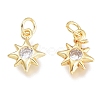 Brass Micro Pave Clear Cubic Zirconia Charms X-KK-M206-38G-1