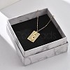 304 Stainless Steel Rectangle Snake Pendant Satellite Chain Necklace for Women NJEW-F332-01G-3