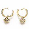 Brass Micro Pave Colorful Cubic Zirconia Dangle Hoop Earrings EJEW-S208-084-3